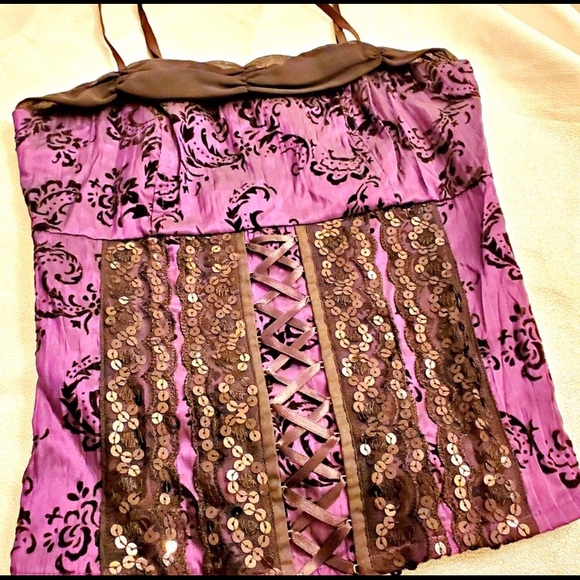 Deep Purple & Black Sequins Bustier - Picture 11 of 11